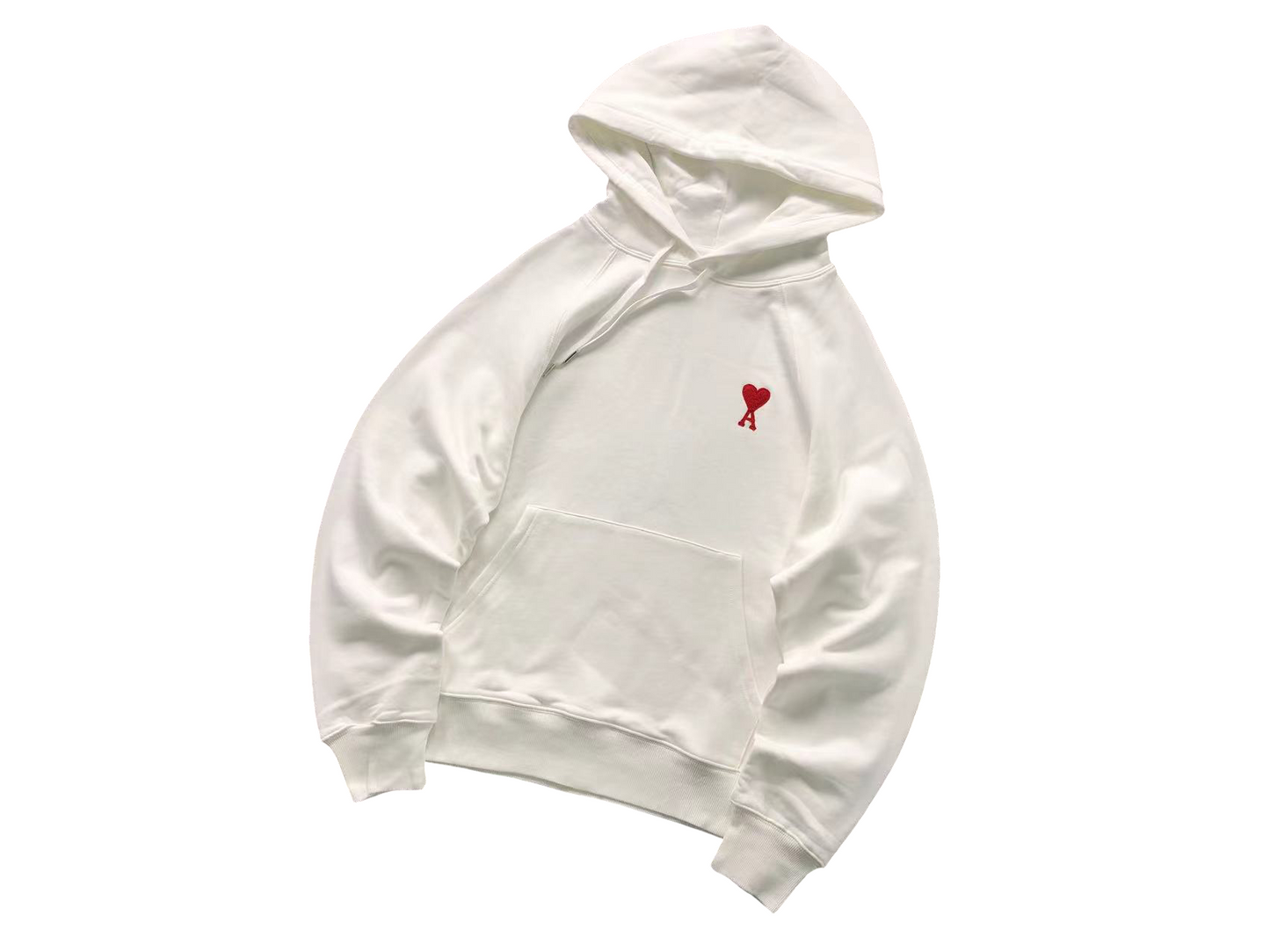 AMI Paris Red Heart Hoodie White