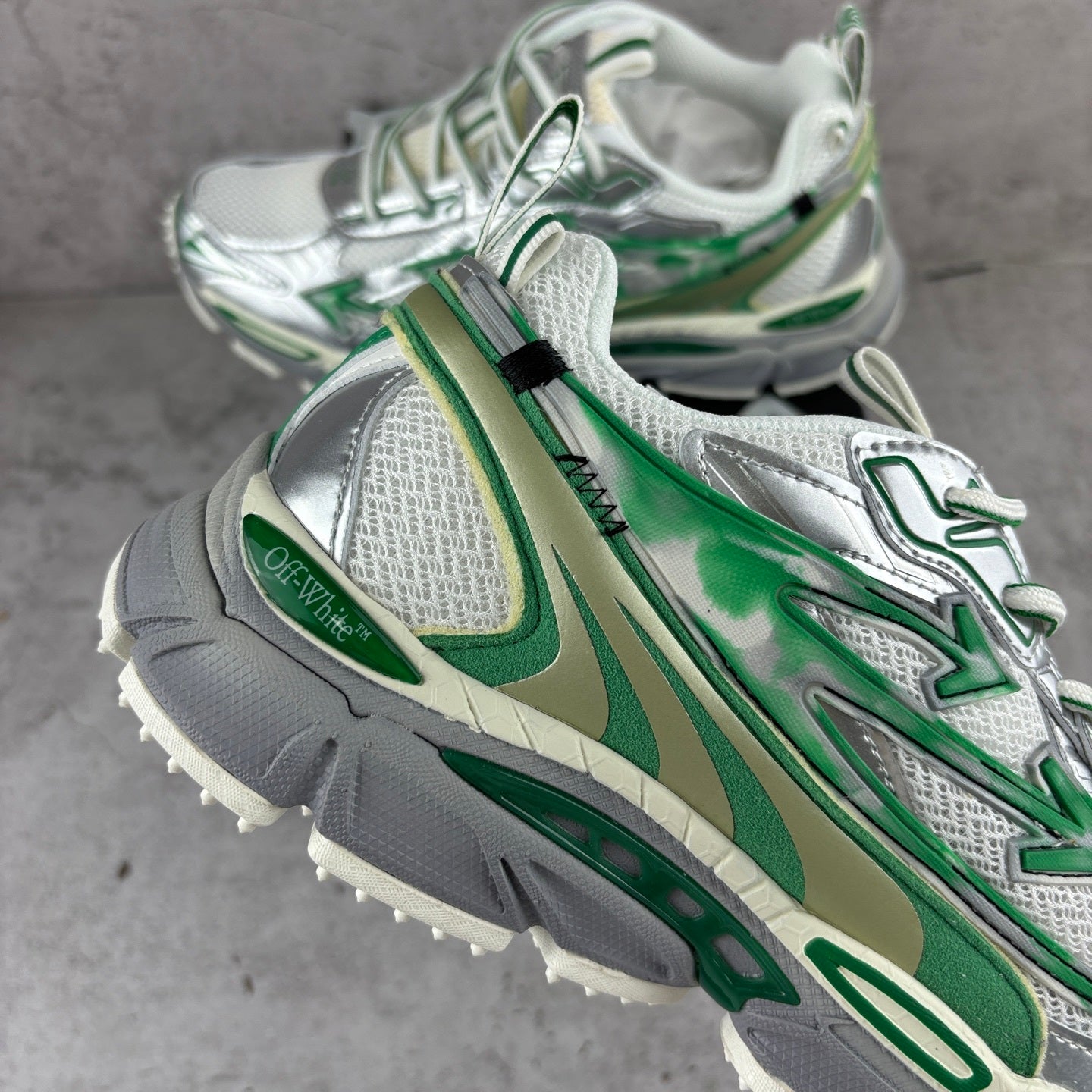 Off-White Be Right Back Green Metallic Grey