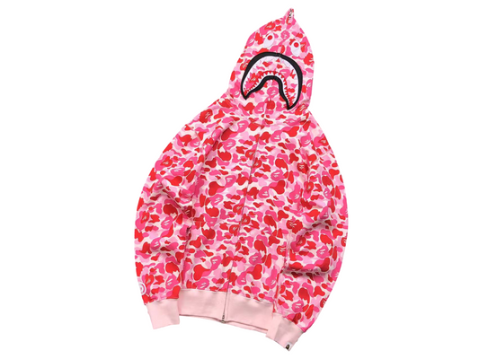 BAPE ABC Camo Shark Full Zip Hoodie Pink
