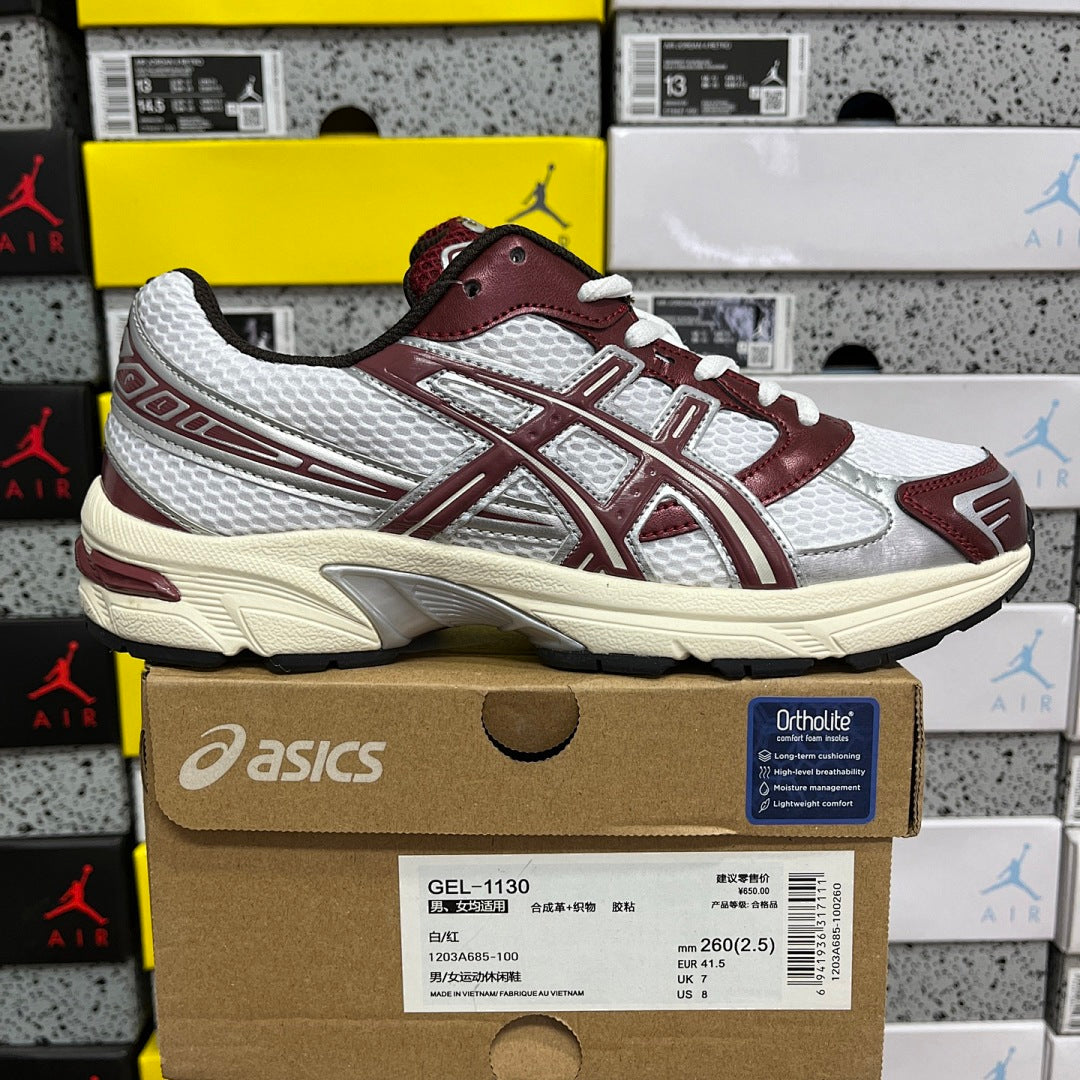Asics Gel-1130 White Maroon Banner