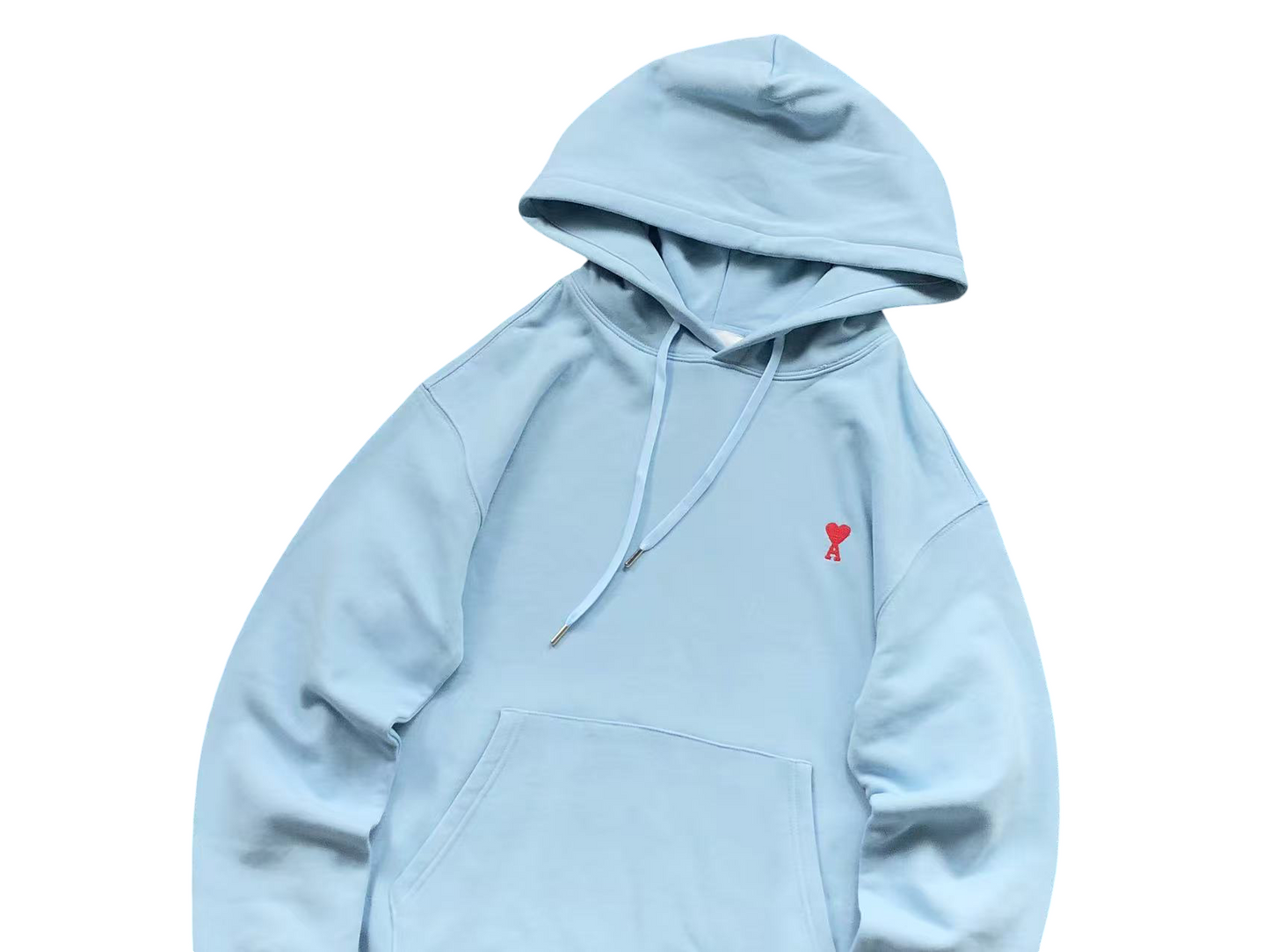 AMI Paris Red Heart Hoodie Blue