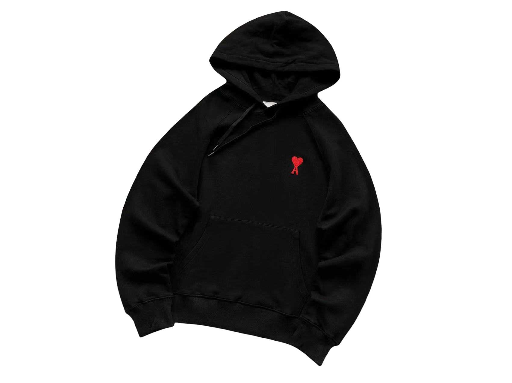 AMI Paris Red Heart Hoodie Black