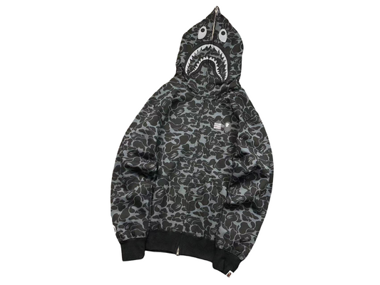 BAPE x Dover Street Market Camo Shark Full Zip Hoodie Black