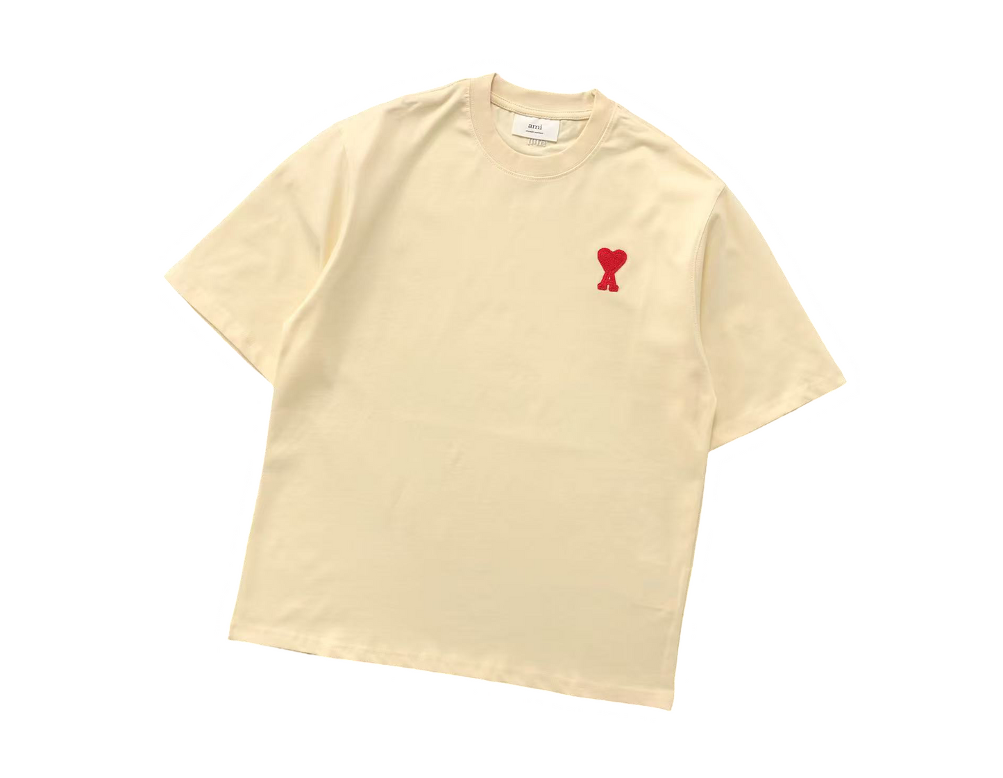 AMI Paris Signature Red Tee Peach