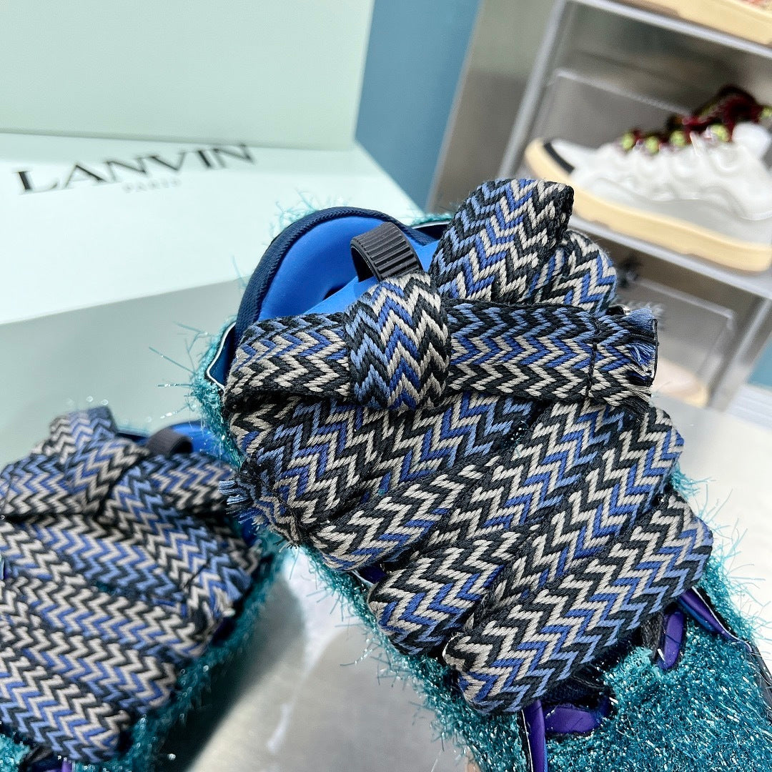 Lanvin Curb Shaggy Tweed Navy Blue