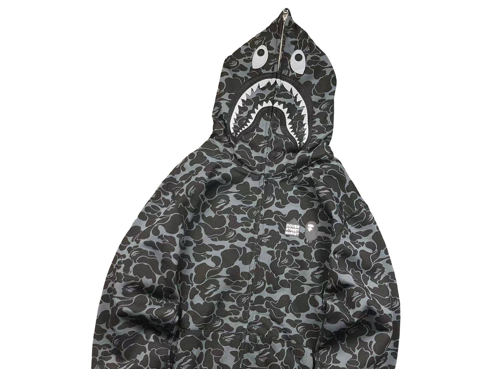 BAPE x Dover Street Market Camo Shark Full Zip Hoodie Black
