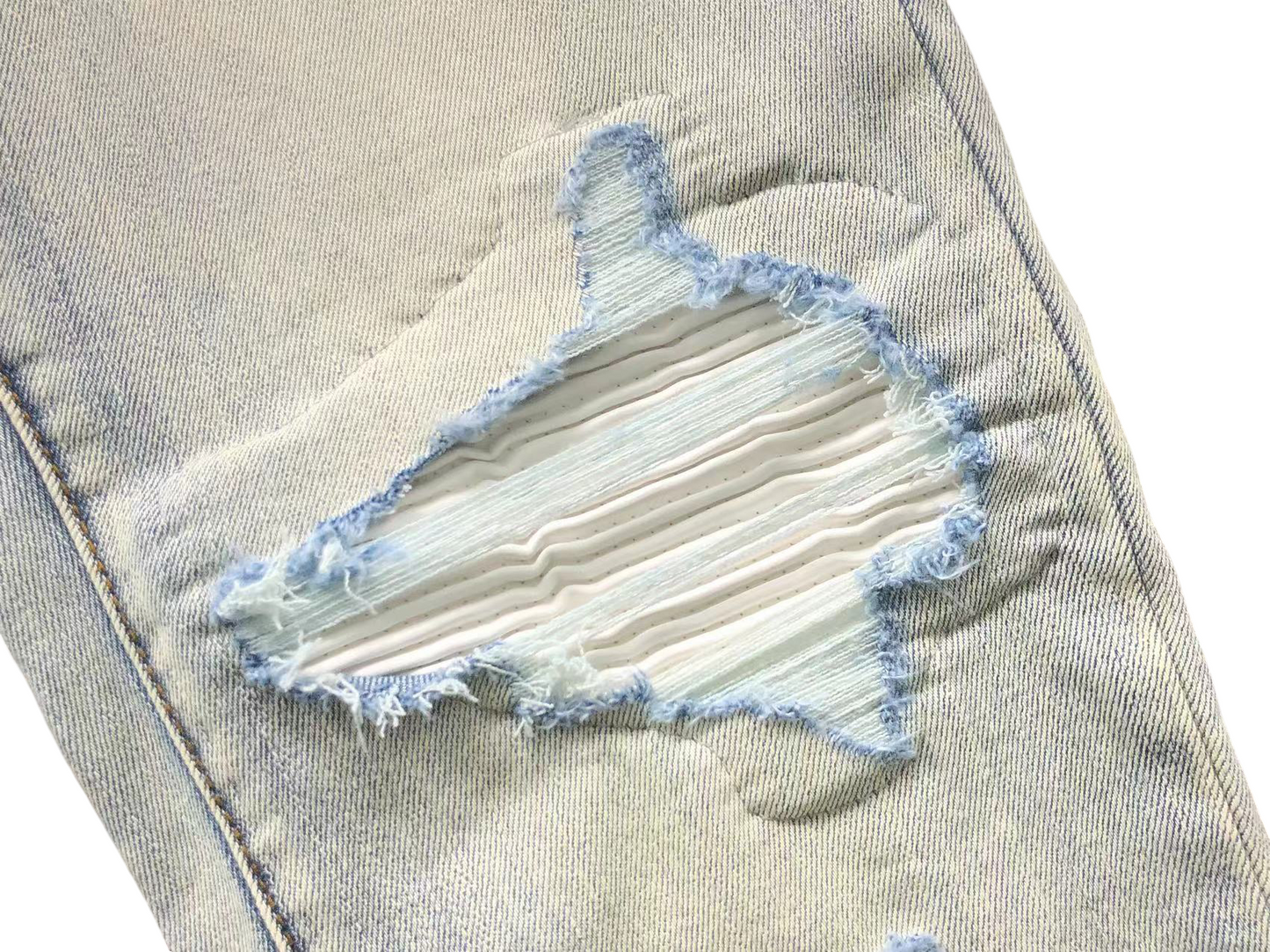 AMIRI Blue Hole Denim Jeans - (BLUE)