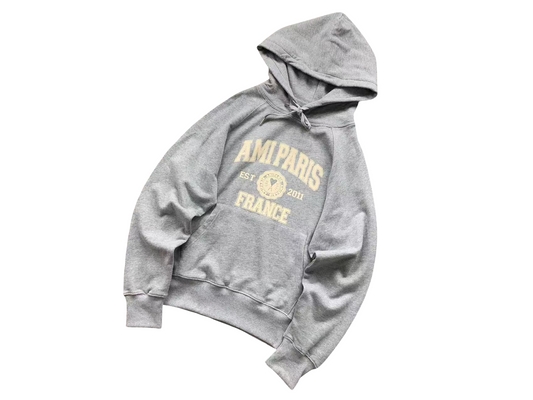 AMI Paris France Hoodie Grey