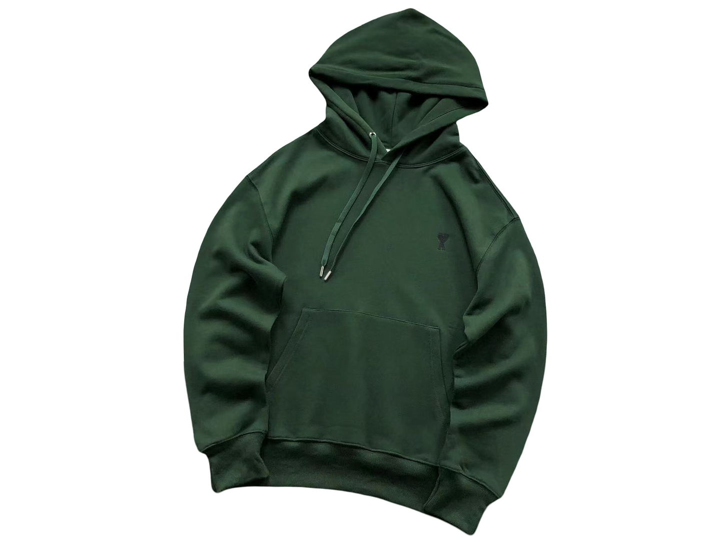 AMI Paris Black Heart Hoodie Dark Green