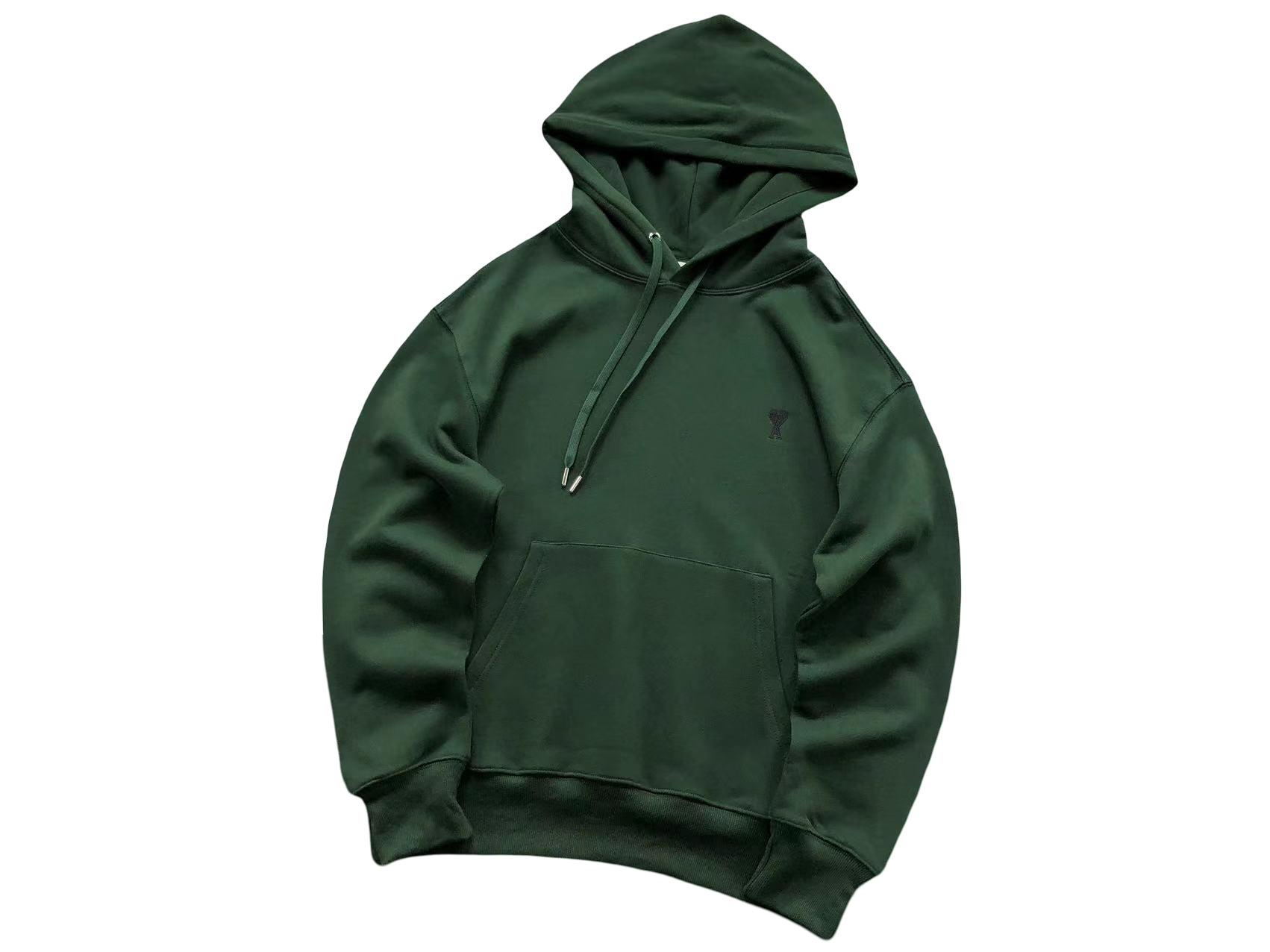 AMI Paris Black Heart Hoodie Dark Green