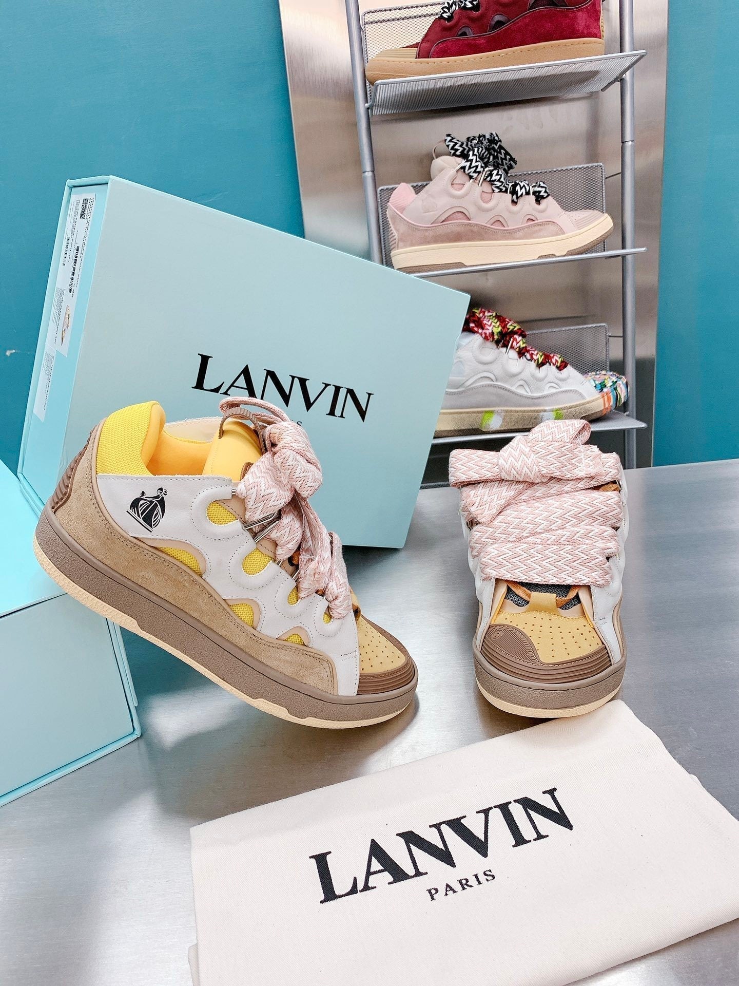 Lanvin Curb Yellow/White/Brown