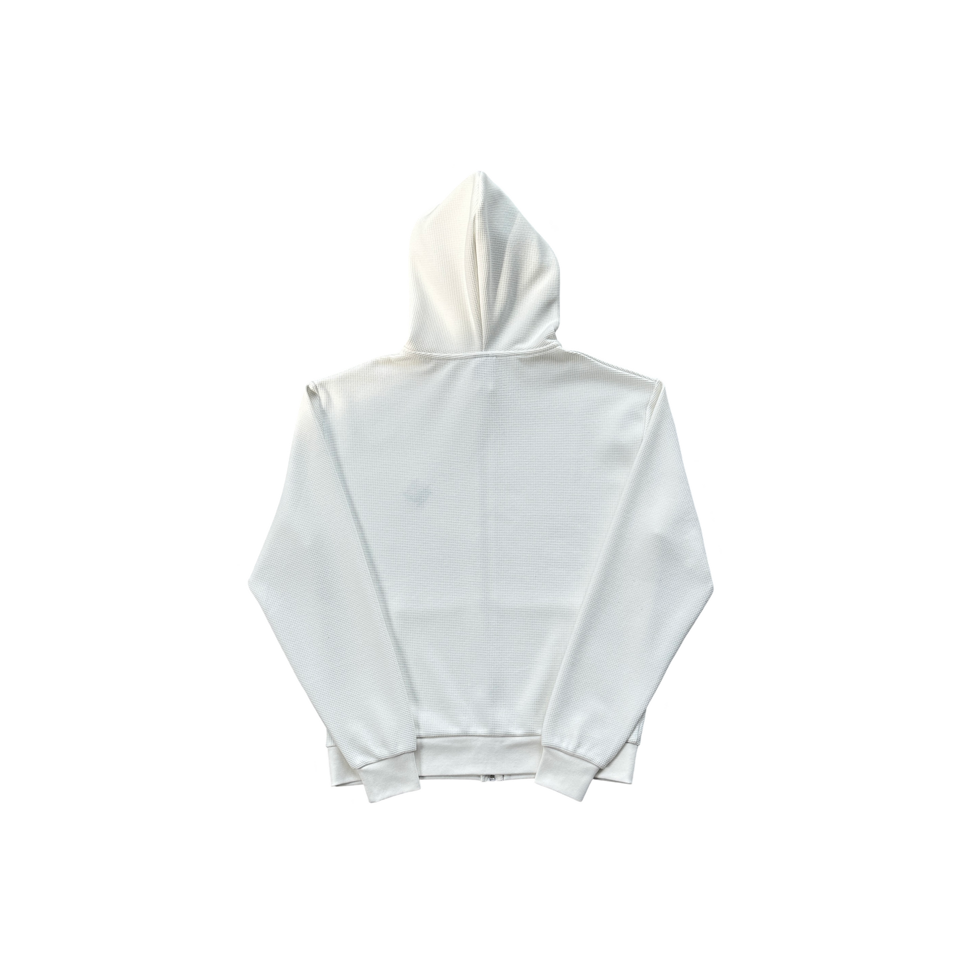 99Based Logo Waffle Zip Hoodie White