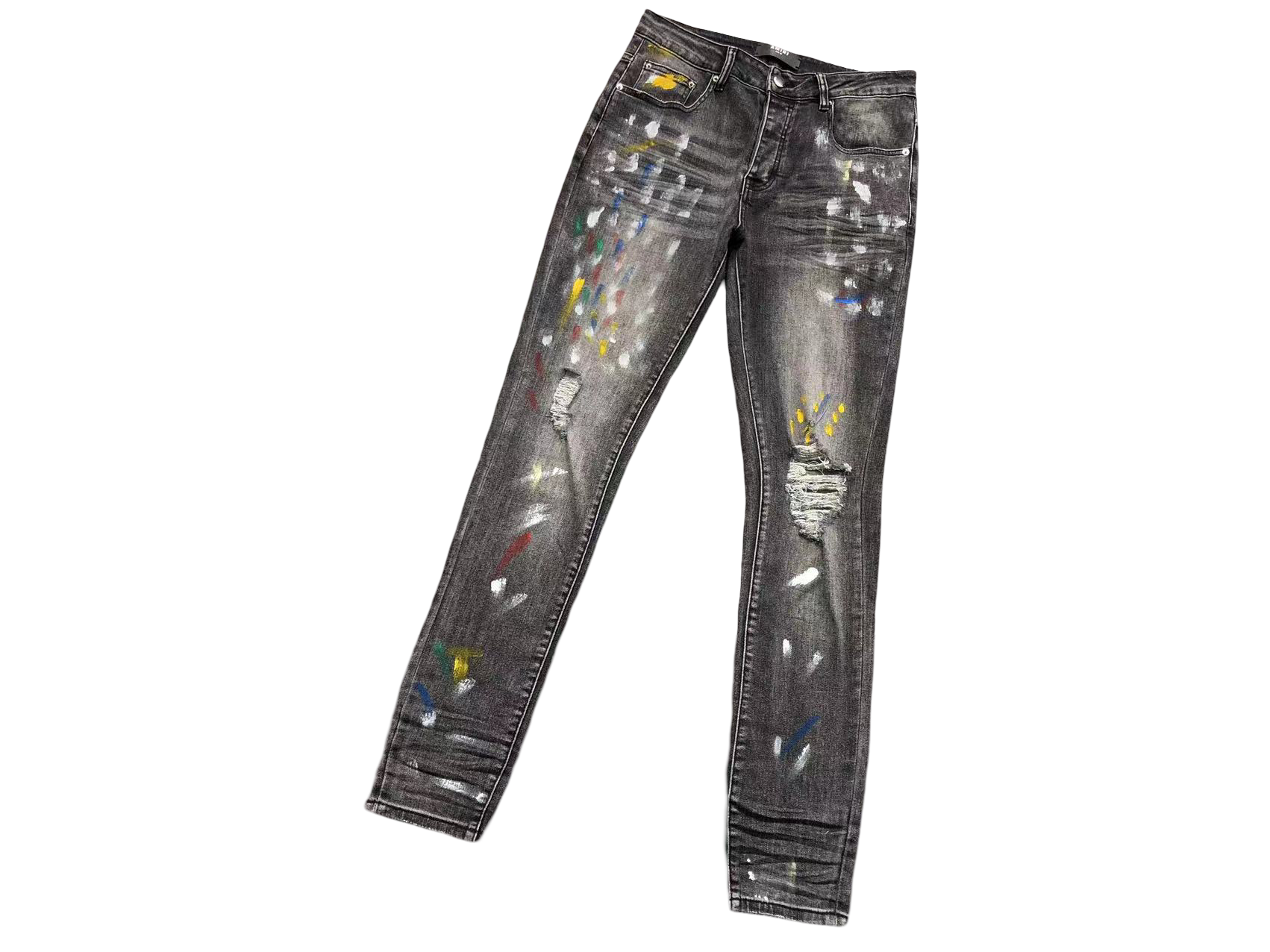 AMIRI Multi Paint Splatter Jeans Light Black