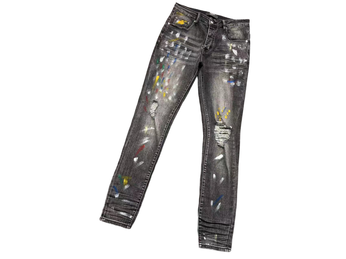 AMIRI Multi Paint Splatter Jeans Light Black