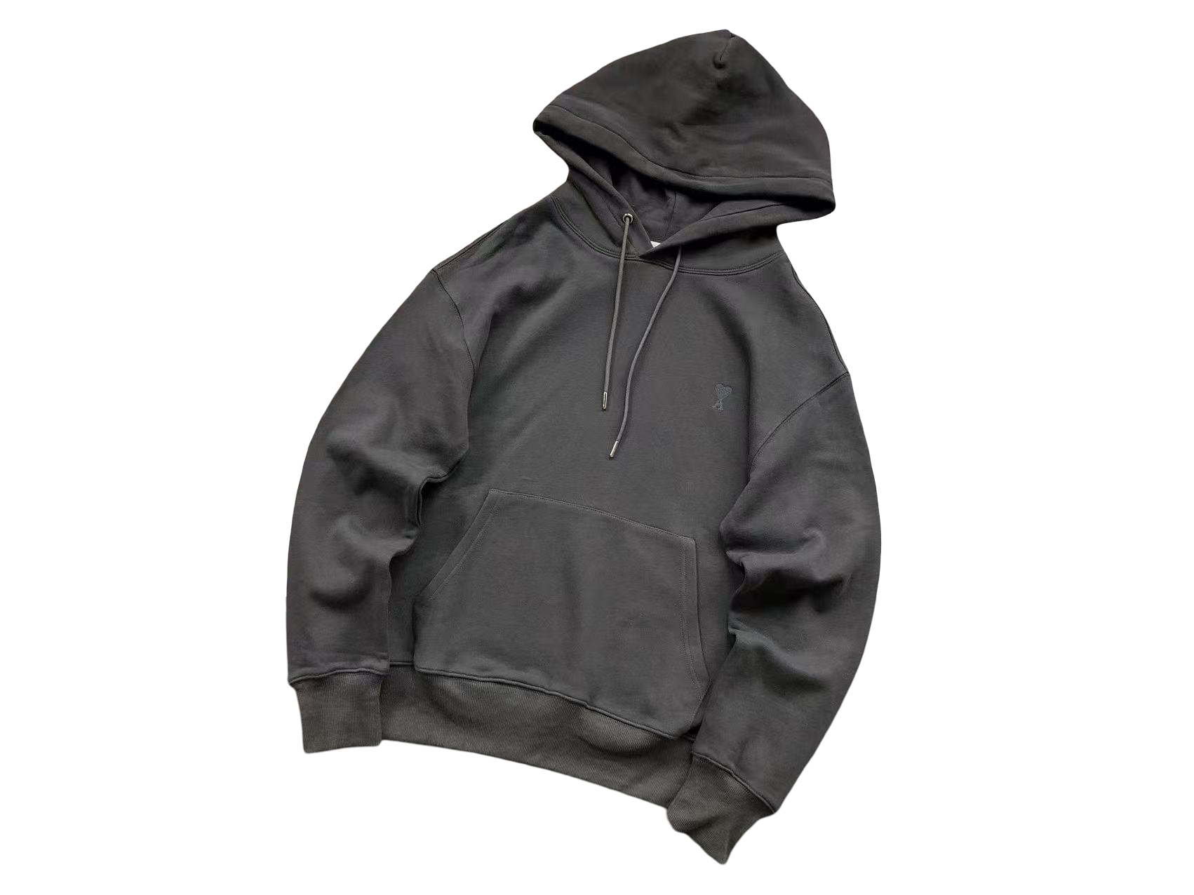 AMI Paris Classic Heart Hoodie Anthracite