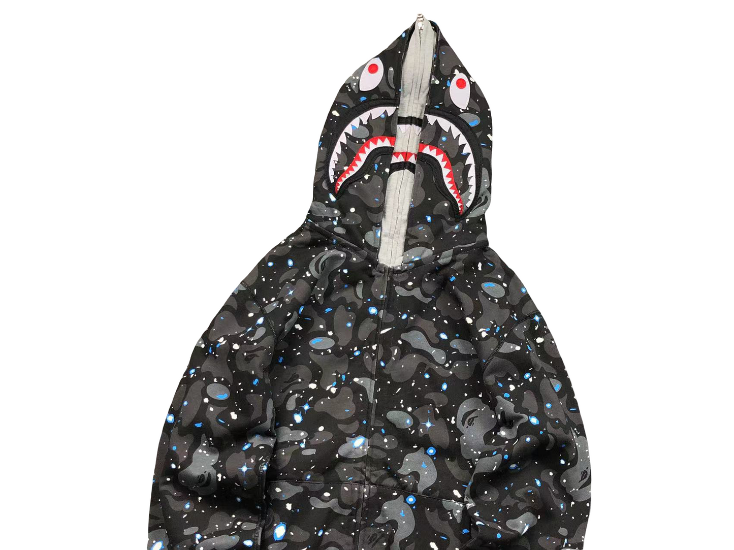 BAPE Camo Shark Wide Full Zip Double Hoodie Black Multi