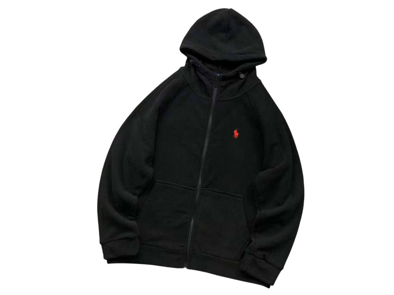 Ralph Lauren Sherpa Zip Hoodie Black/Red