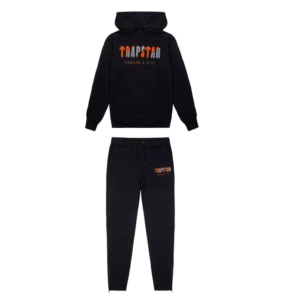 Trapstar Chenille Decoded Hoodie Tracksuit Black/Orange