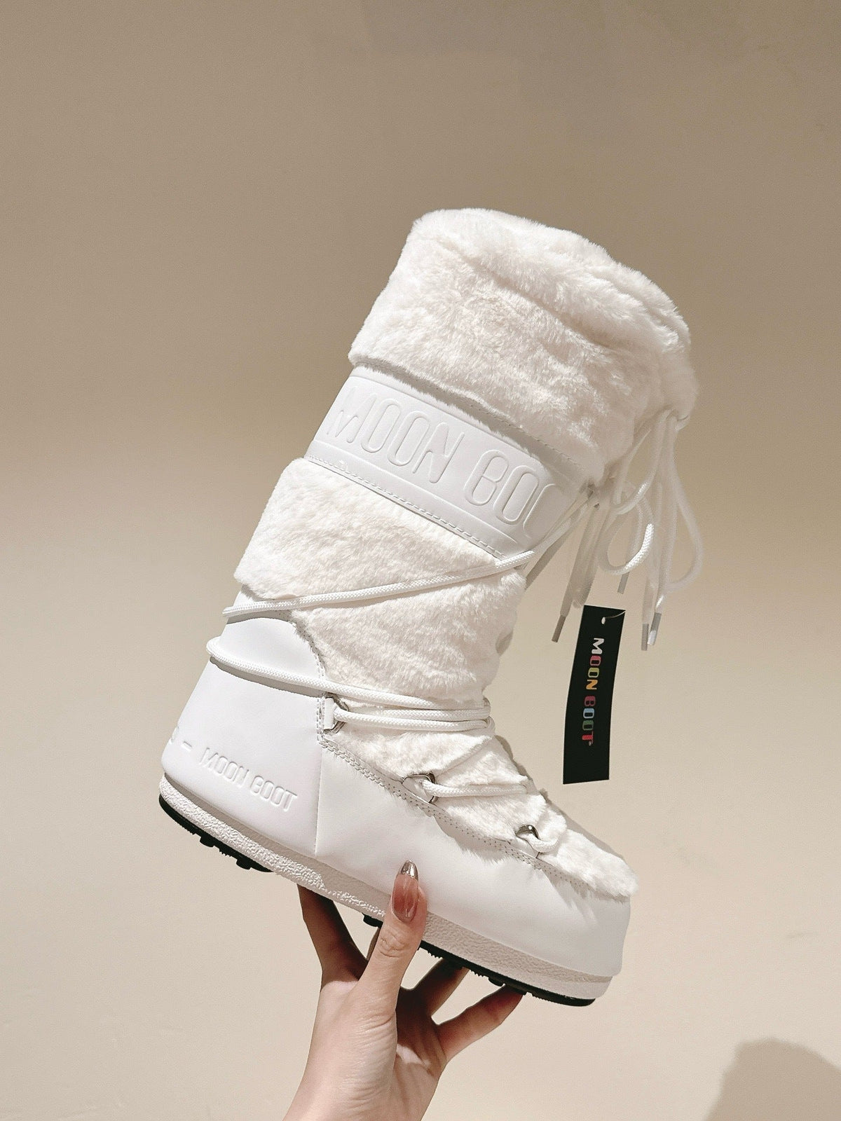 Moon Boot Icon Tall White Faux-Fur