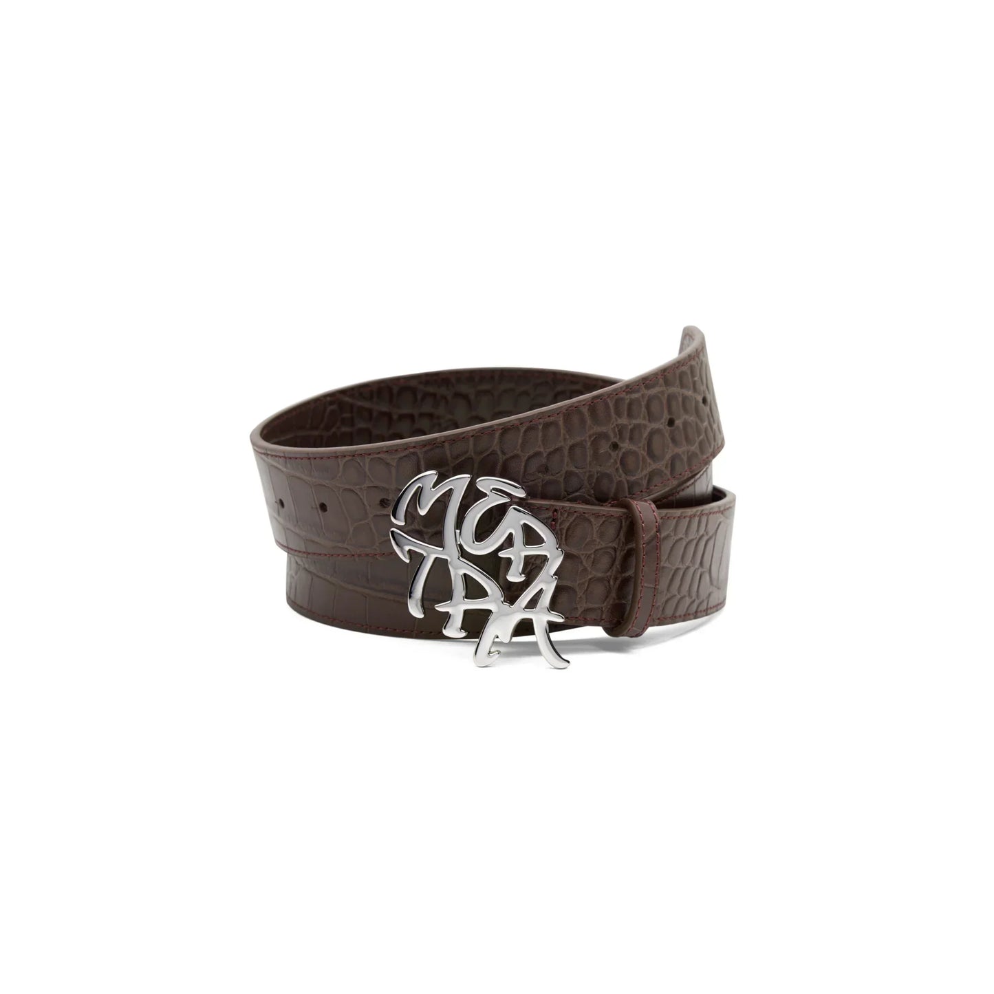 MERTRA Alligator Skin Belt Brown