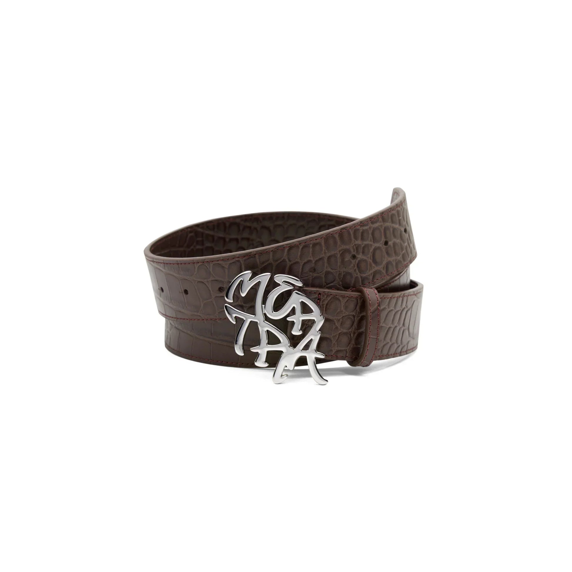 MERTRA Alligator Skin Belt Brown
