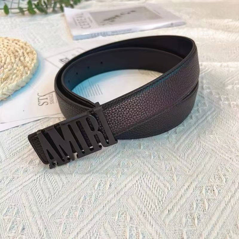 Amiri Pebbled Belt Triple Black