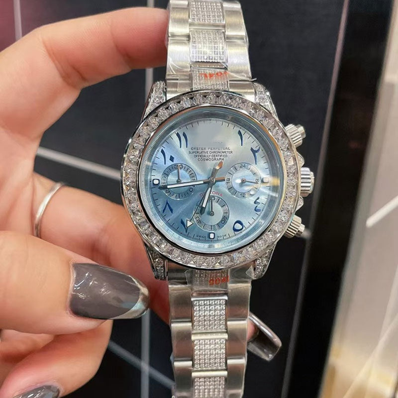 RoIex Daytоna Diamond Bezel Ice-Blue Arabic Dial