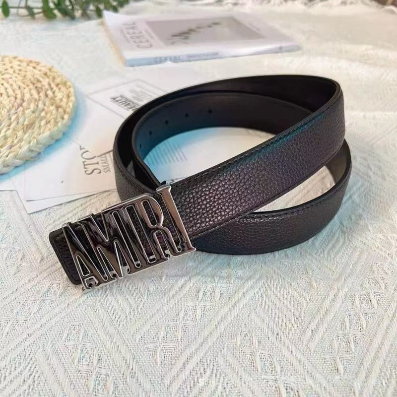 Amiri Pebbled Belt Silver