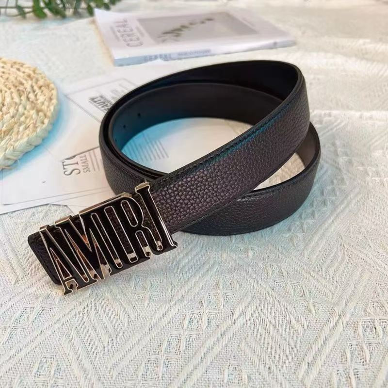Amiri Pebbled Belt Black/Gold