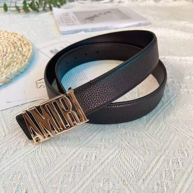 Amiri Pebbled Belt Gold